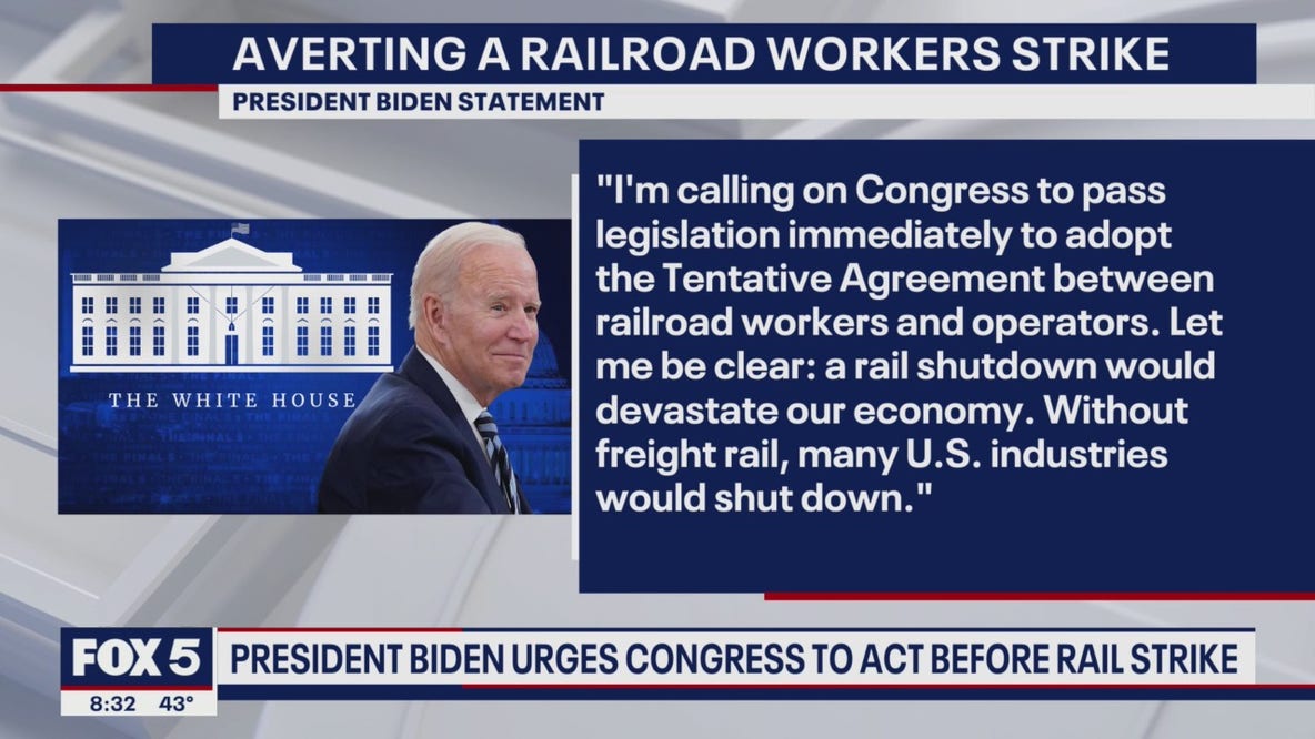President Biden calls on Congress to head off potential rail strike
